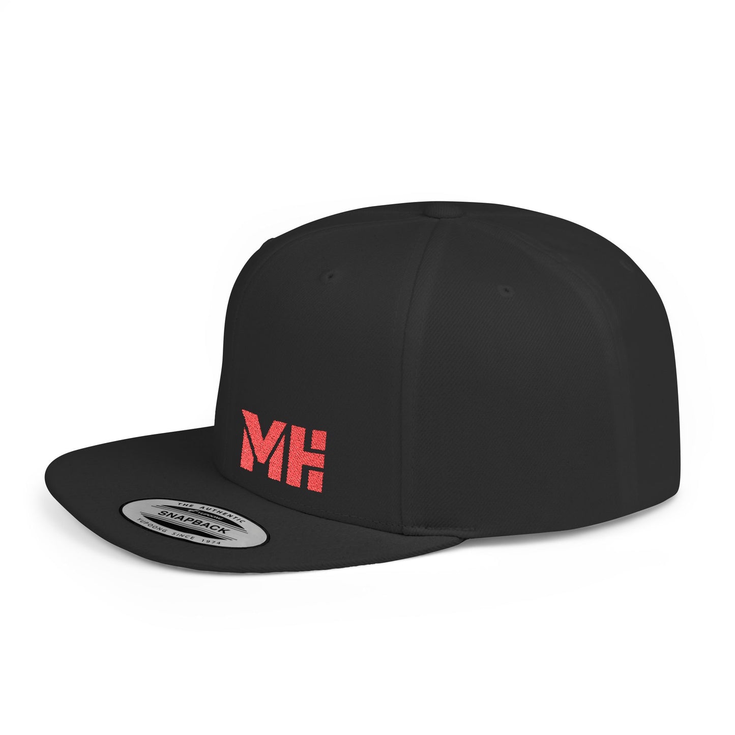 Moto Flat Bill Snapback Hat, Trendy Baseball Cap for Casual Wear, Gift for Holidays, Streetwear Essential, Unisex Adjustable Hat