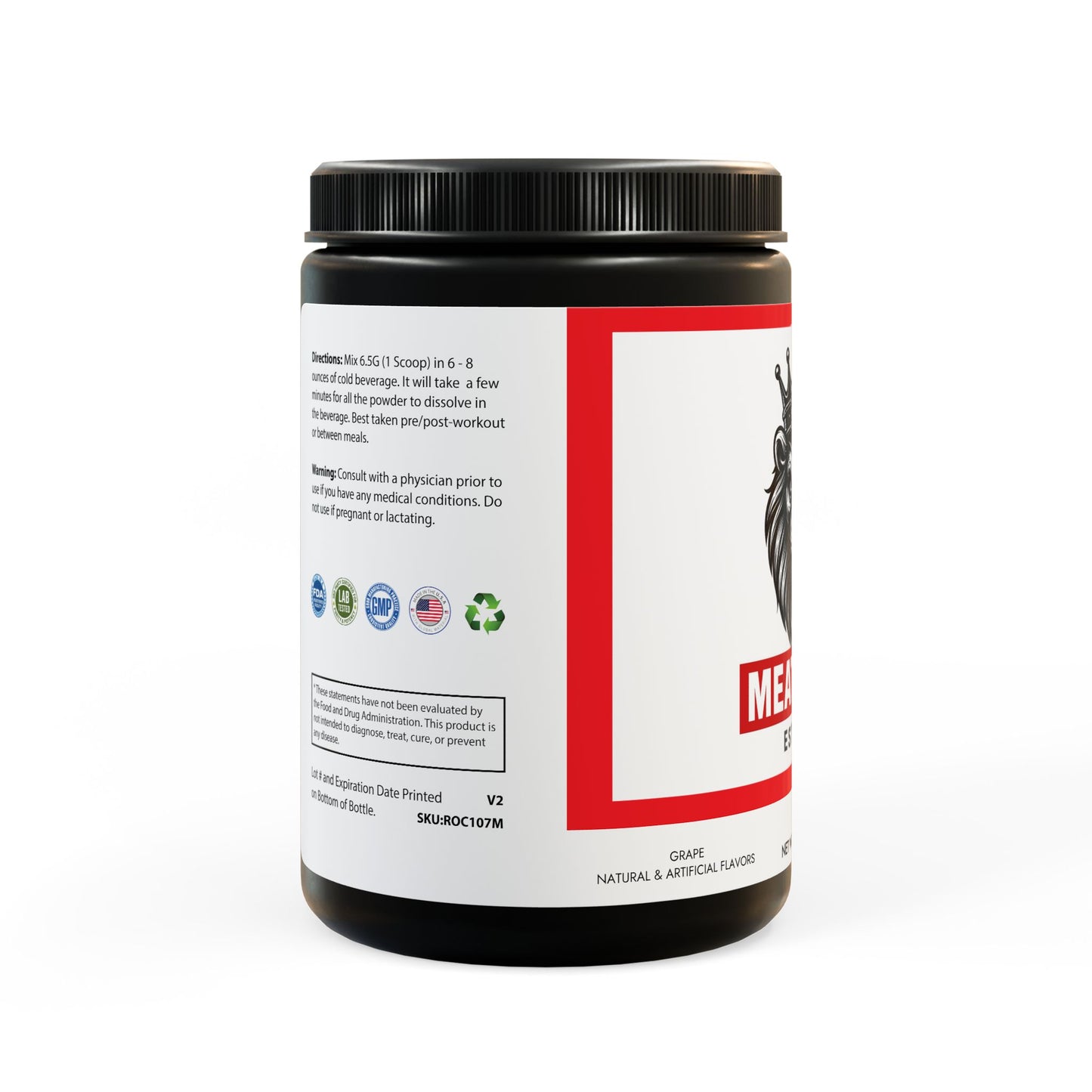 MeatHeadZ BCAA Supplement, Grape (325g, 11.46oz, 50 servings)