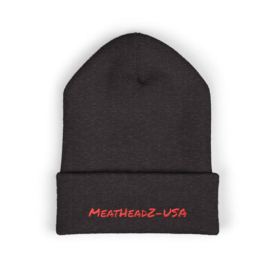 Embroidered Beanie with Unique MeatHeadz Design, Cozy Winter Hat, Trendy Knit Cap, Gift for Foodies, Casual Streetwear