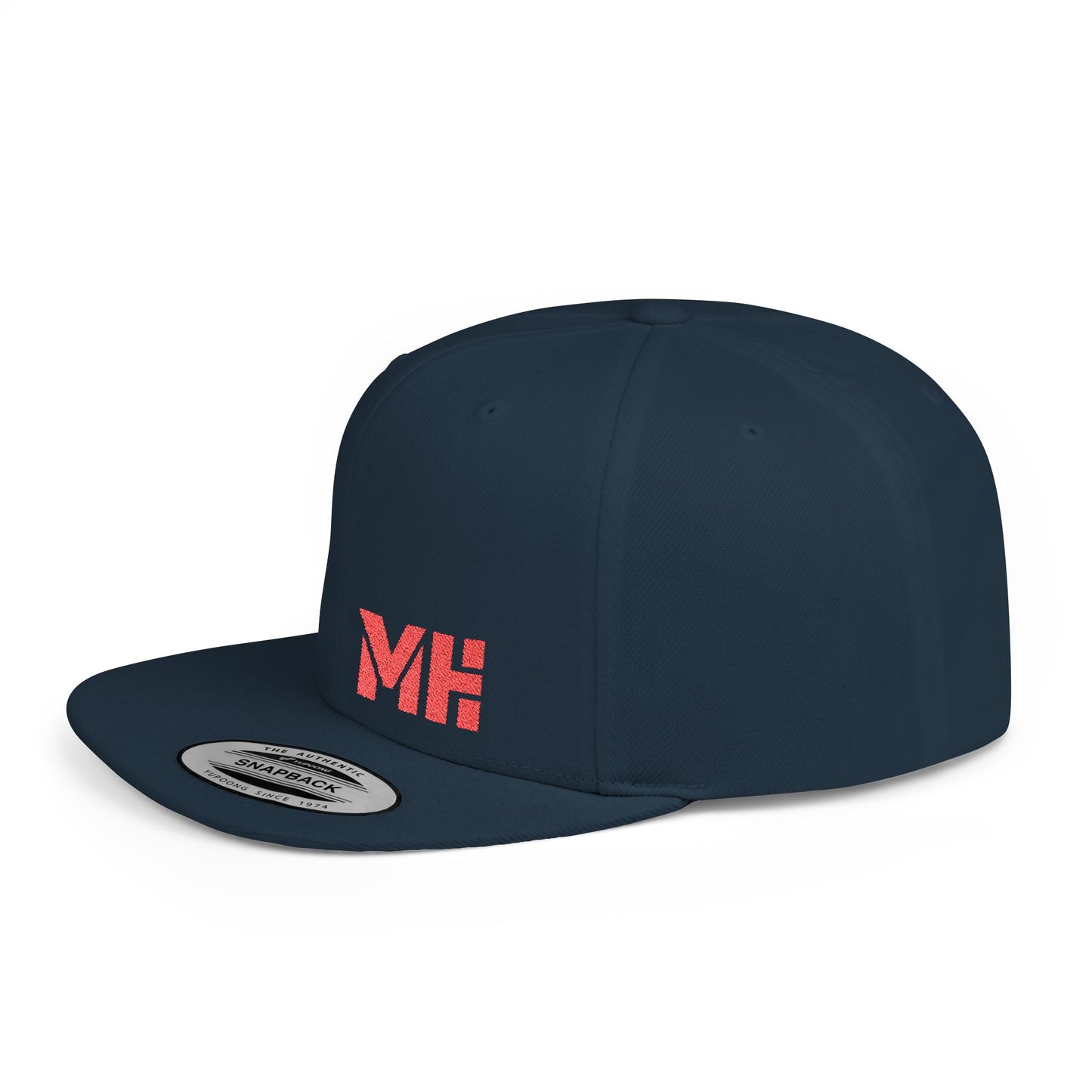 Moto Flat Bill Snapback Hat, Trendy Baseball Cap for Casual Wear, Gift for Holidays, Streetwear Essential, Unisex Adjustable Hat