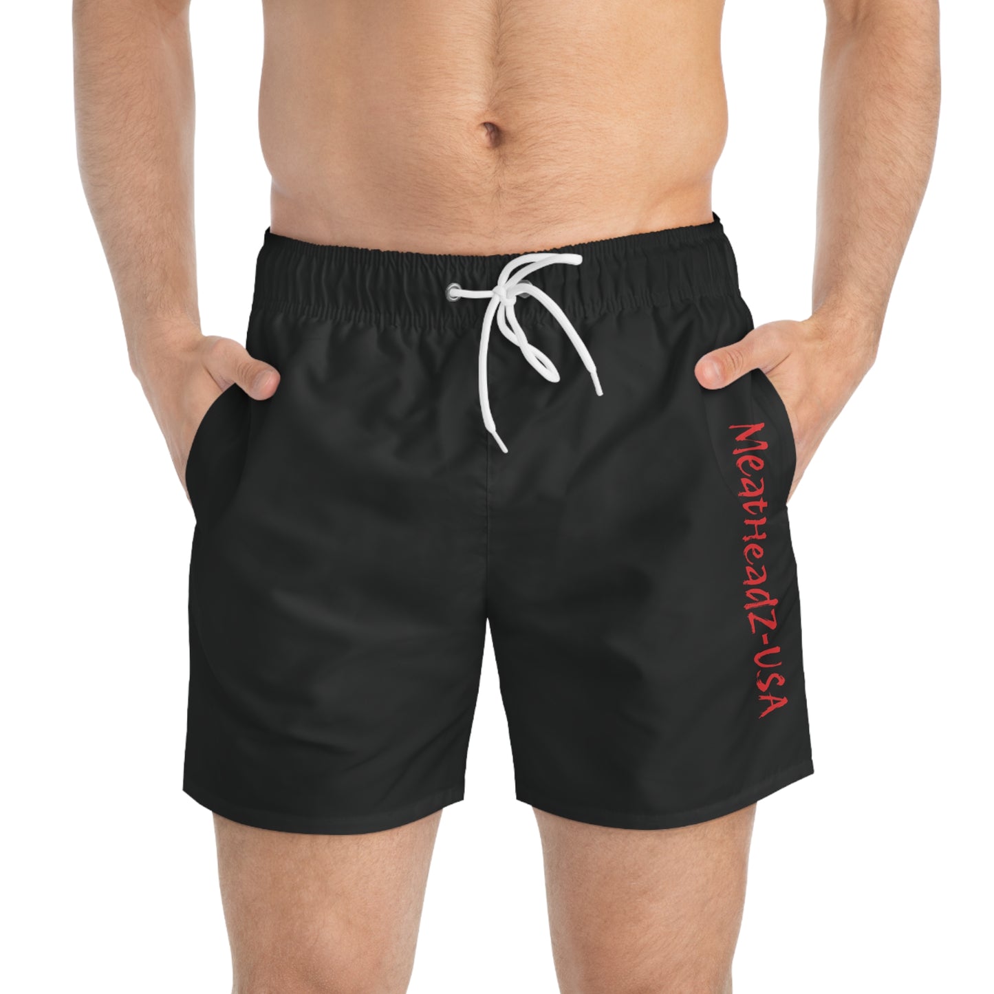 MeatHeadZ-USA Swim Trunks - Fun Beach Gear, Pool Party Essential, Summer Swimwear, Unique Gift for Him, AOP Style