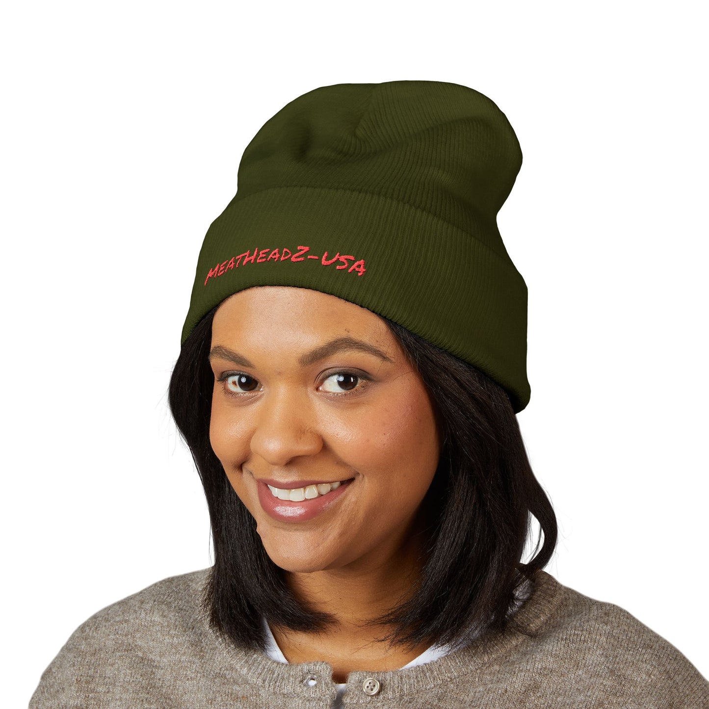 Embroidered Beanie with Unique MeatHeadz Design, Cozy Winter Hat, Trendy Knit Cap, Gift for Foodies, Casual Streetwear