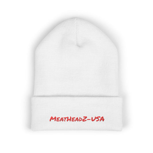Embroidered Beanie with Unique MeatHeadz Design, Cozy Winter Hat, Trendy Knit Cap, Gift for Foodies, Casual Streetwear