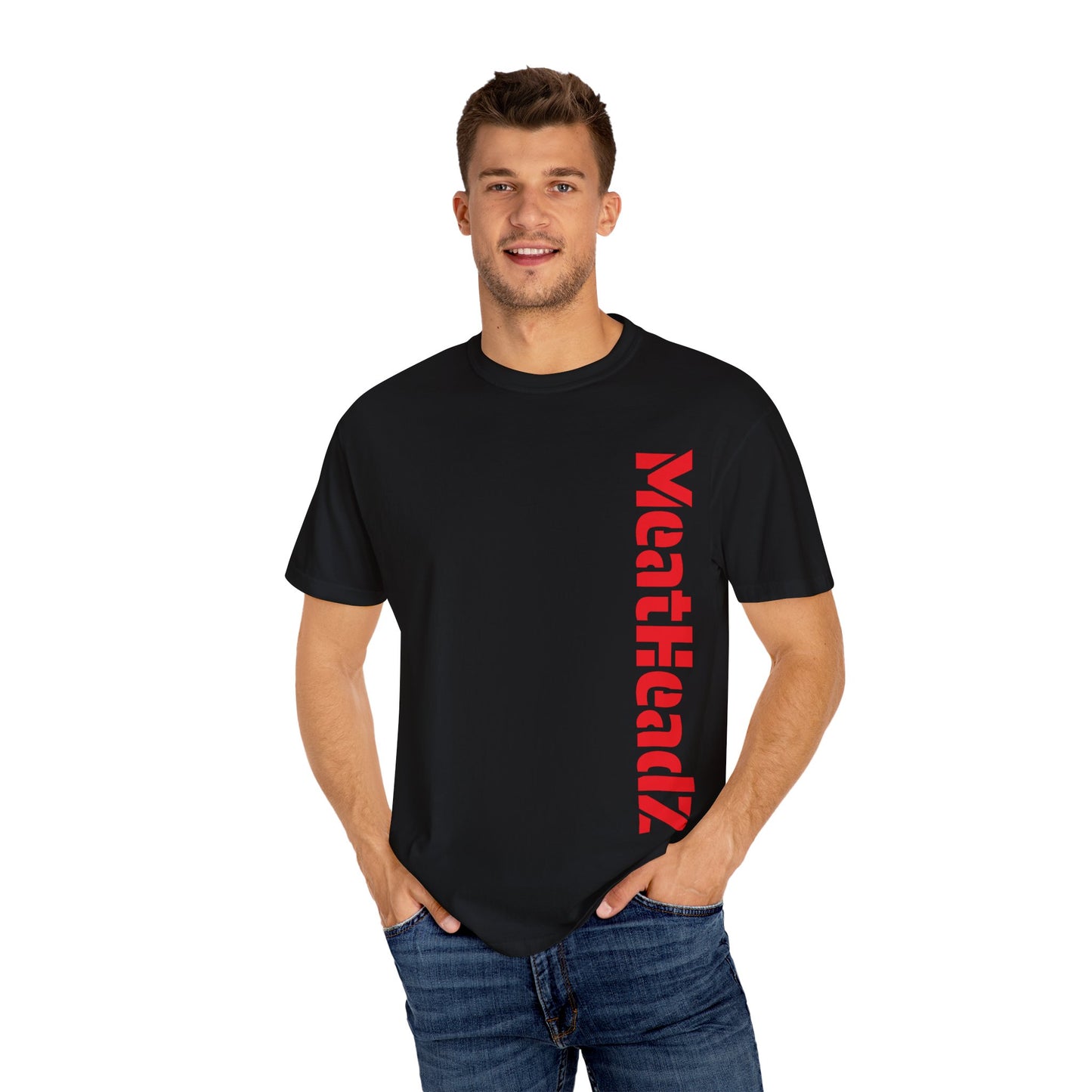 MeatHeadz Garment-Dyed T-Shirt, Casual Wear, Streetwear, Gift for Meat Lovers, Unique Graphic Tee, Comfortable Everyday Shirt
