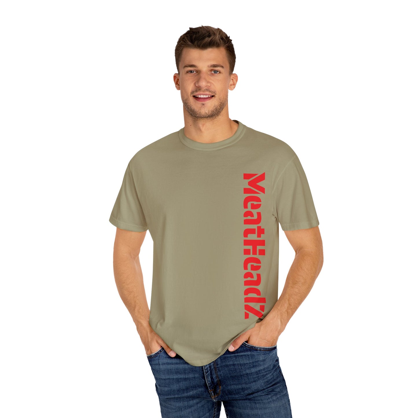 MeatHeadz Garment-Dyed T-Shirt, Casual Wear, Streetwear, Gift for Meat Lovers, Unique Graphic Tee, Comfortable Everyday Shirt