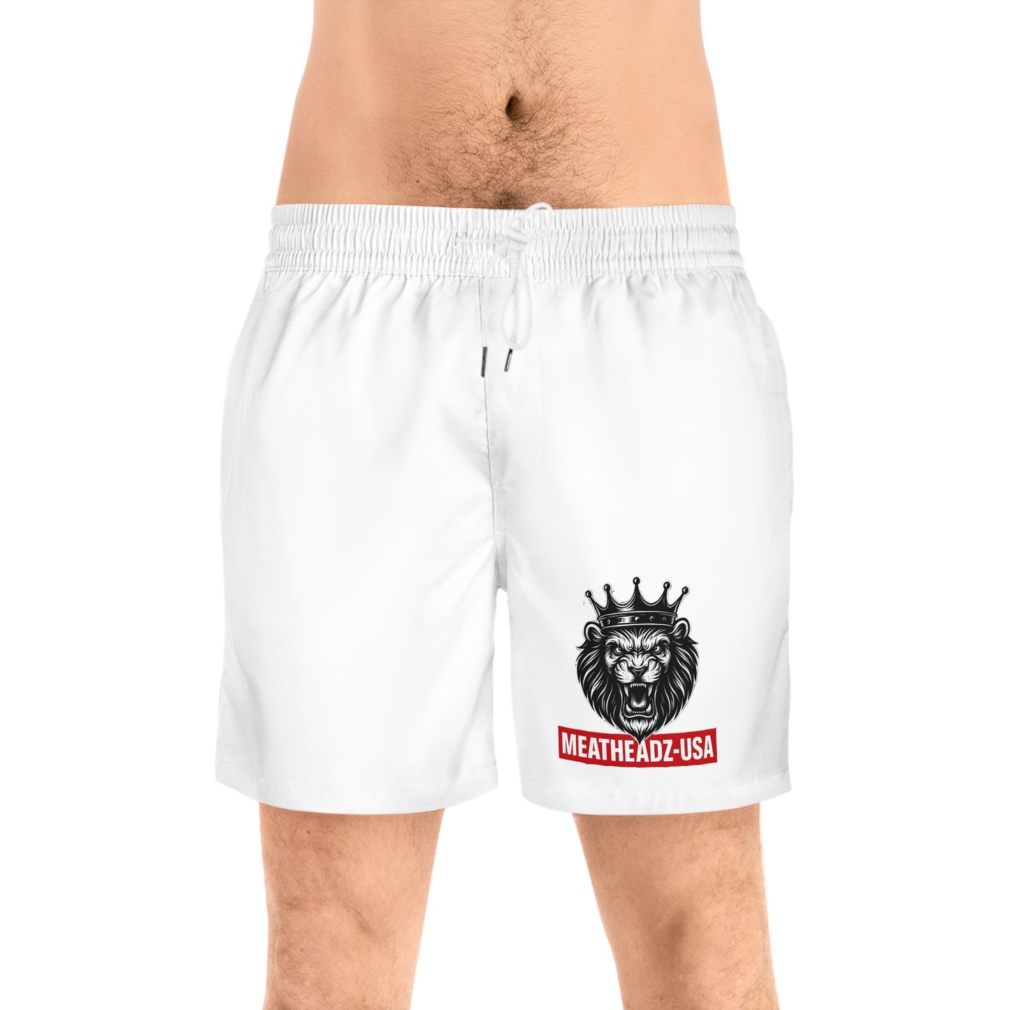 Men's Mid-Length Swim Shorts with Lion Design | Beachwear, Summer Style, Pool Party, Vacation Ready, Gift for Him