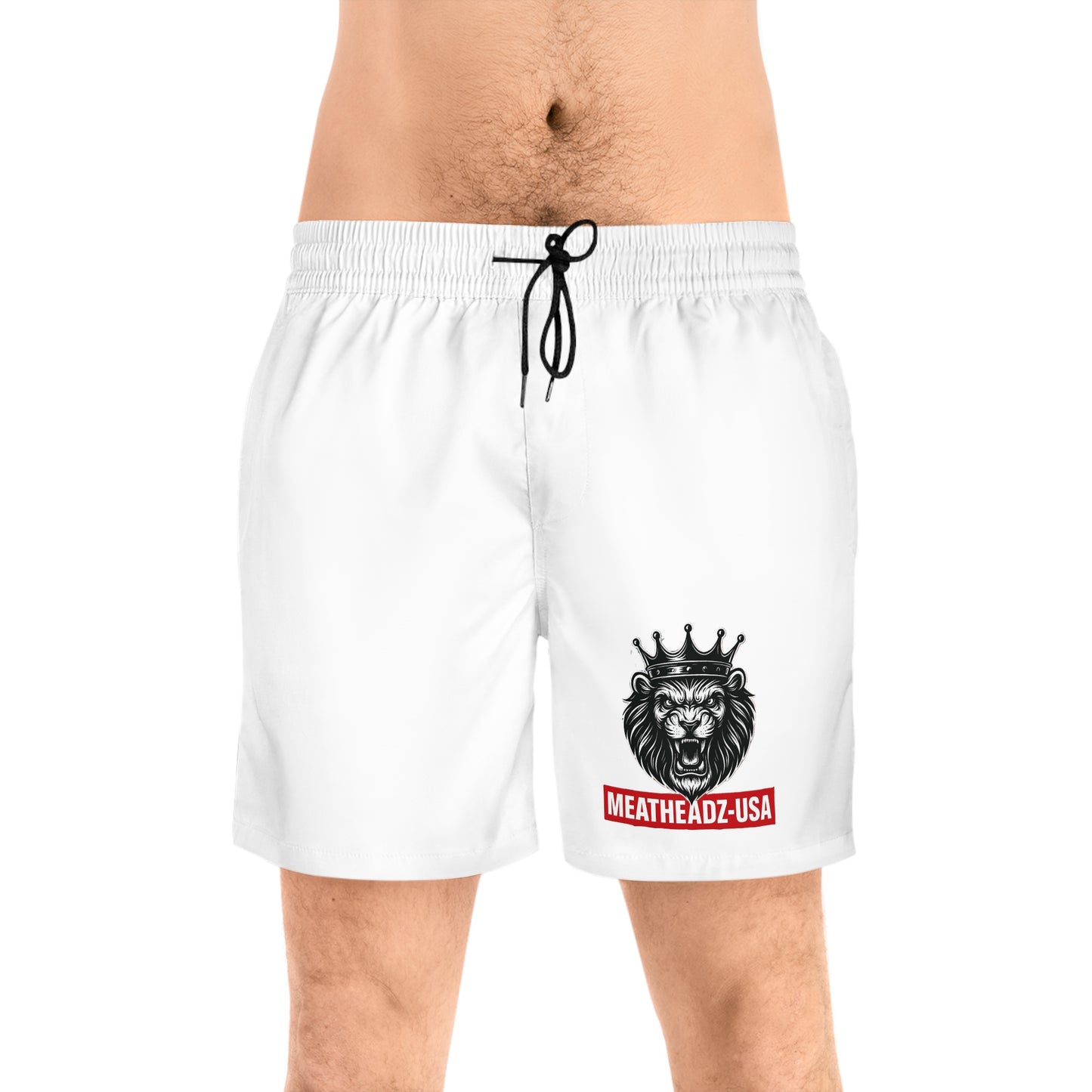Men's Mid-Length Swim Shorts with Lion Design | Beachwear, Summer Style, Pool Party, Vacation Ready, Gift for Him