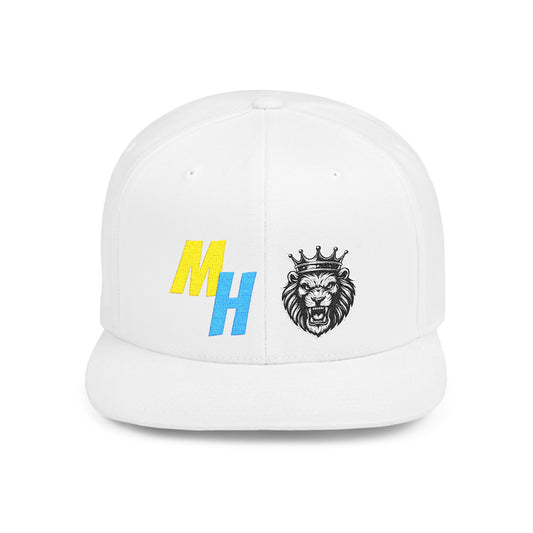 Moto Flat Bill Snapback Hat, Baseball Cap for Casual Wear, Gift for Holidays, Streetwear Essential, Unisex Adjustable Hat