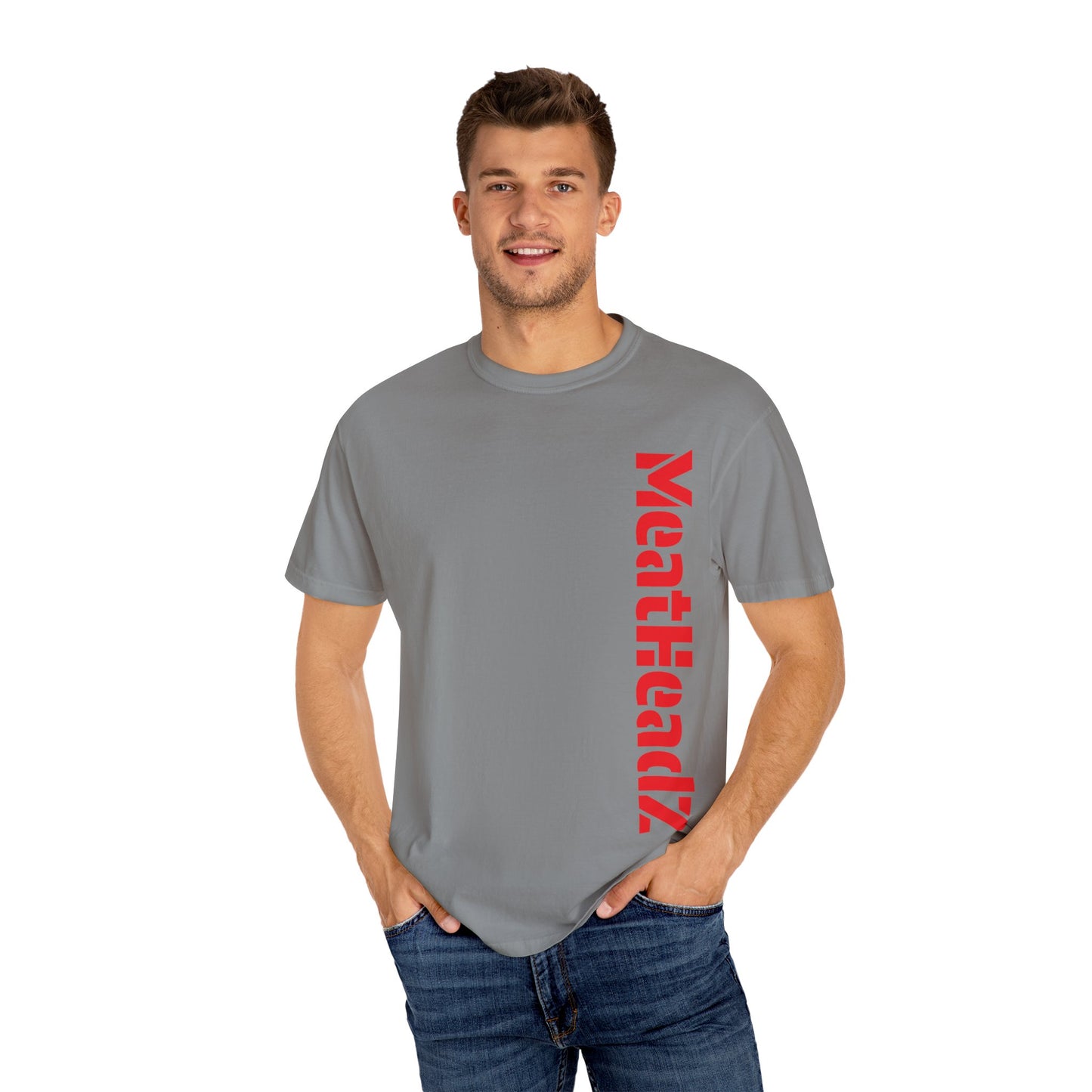MeatHeadz Garment-Dyed T-Shirt, Casual Wear, Streetwear, Gift for Meat Lovers, Unique Graphic Tee, Comfortable Everyday Shirt