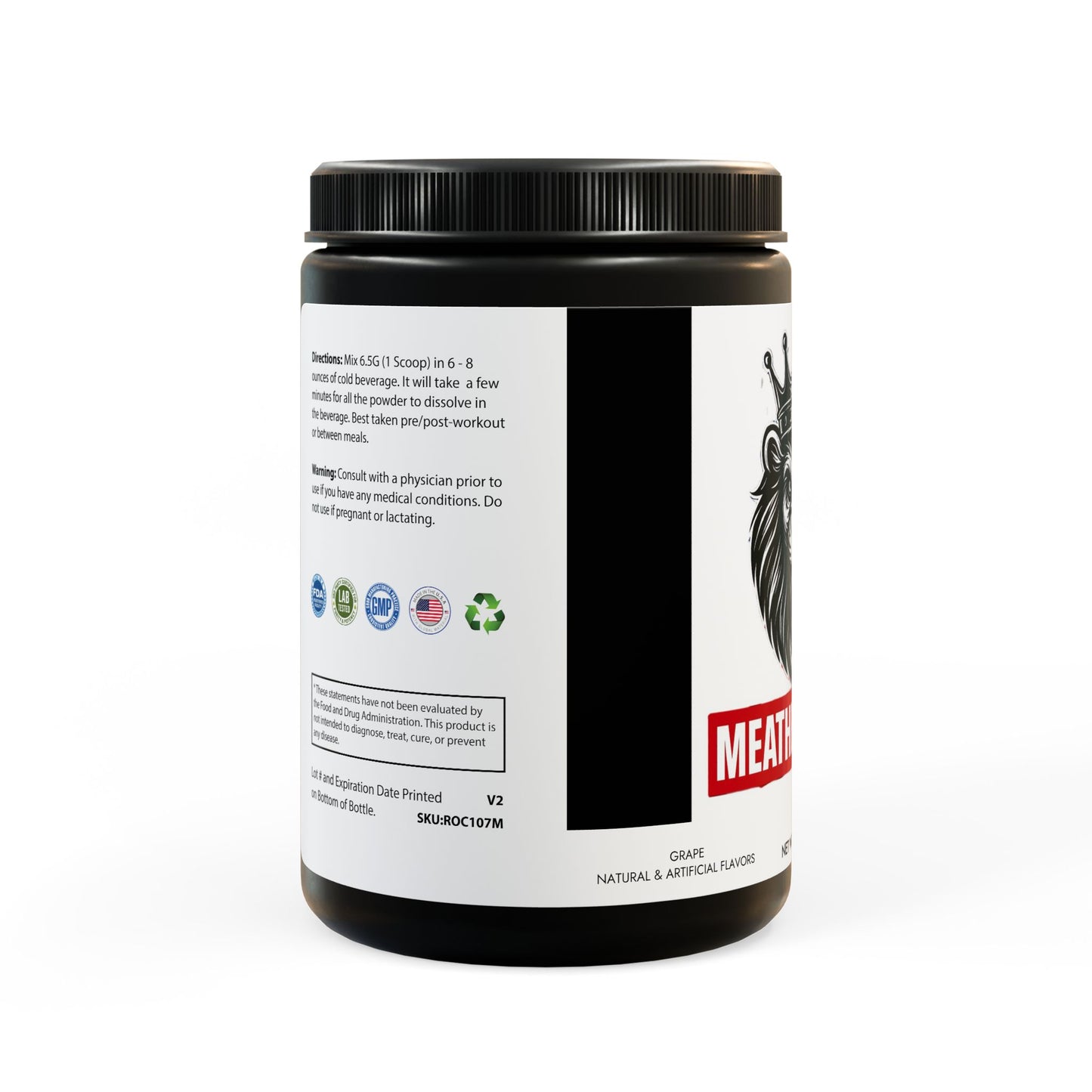 MeatHeadZ BCAA Supplement, Grape (325g, 11.46oz, 50 servings)