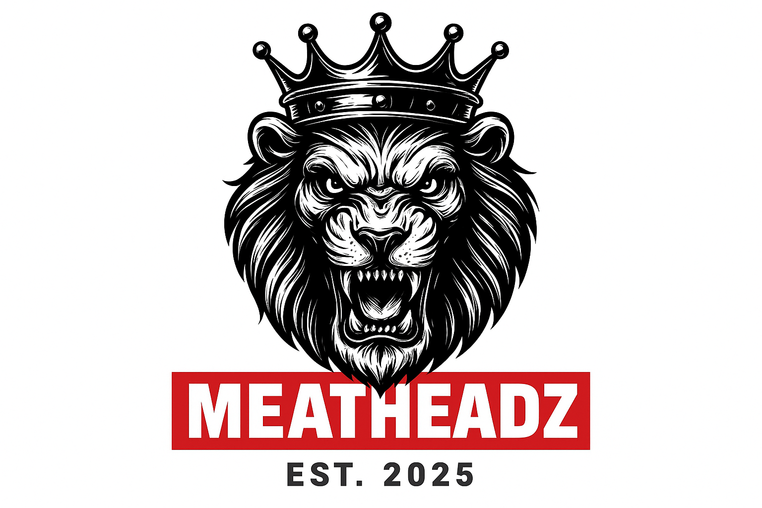 Strong and fierce MeatHeadZ lion logo